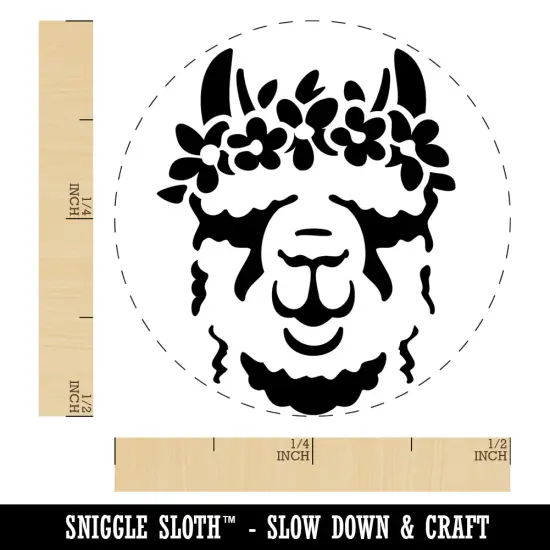Flower Crown Llama Head Self-Inking Rubber Stamp Ink Stamper for Stamping Crafting Planners Sky Blue {1}