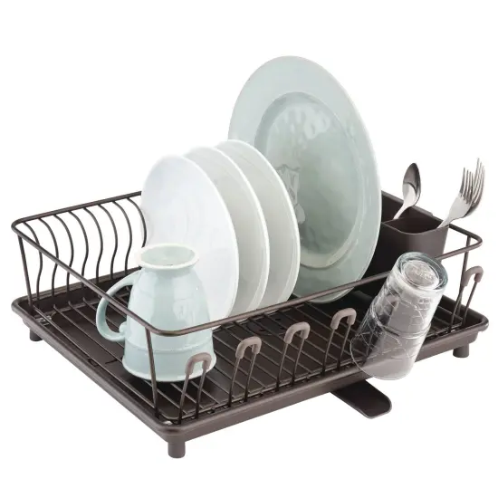 mDesign Large Kitchen Dish Drying Rack with Swivel Spout {1}