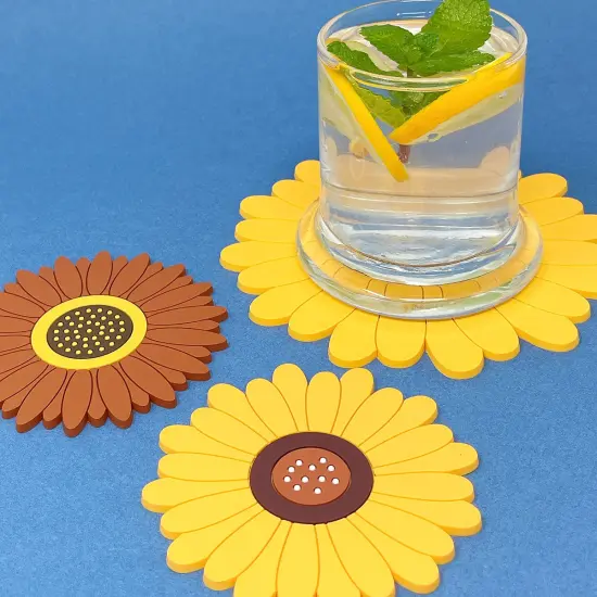 Wrapables Sunflower Coasters, Trivet Mats, Pot Holders for Cups, Drinks, Pots and Pans (Set of 2) Large {11}