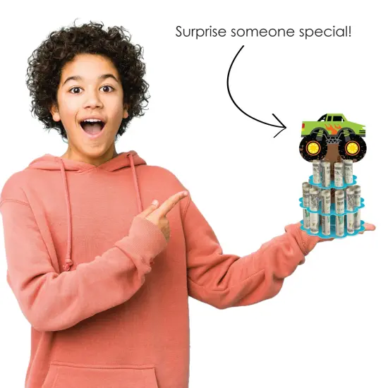 Big Dot of Happiness Smash and Crash - Monster Truck - DIY Boy Birthday Party Money Holder Gift - Cash Cake {7}