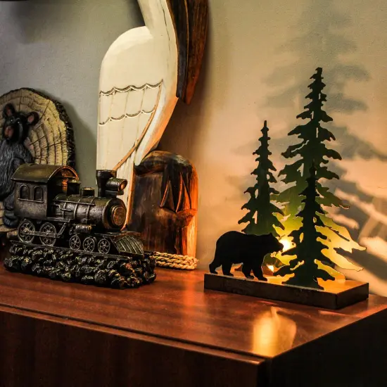 Rustic Metal Black Bear Forest Accent Lamp Decorative Woodland Cabin Home Decor {6}