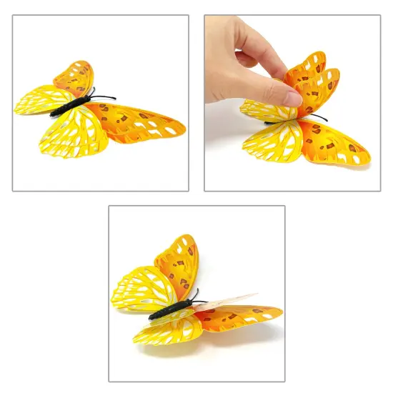 Wrapables 3D Double Wings Butterfly Decorative Wall Decor Stickers, Decals for Bedroom (24 pcs) Multi-Color {3}