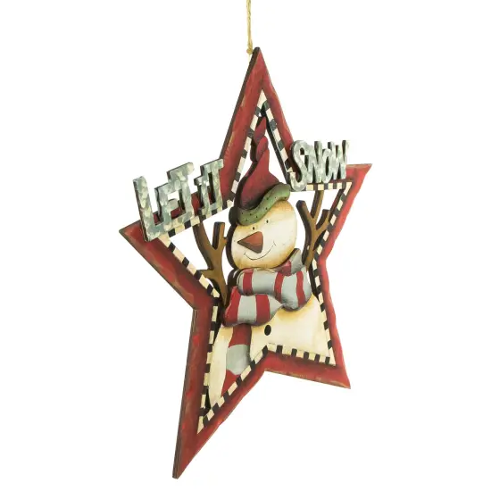 Northlight 13.25""Let it Snow" Snowman Star Hanging Christmas Sign White {5}