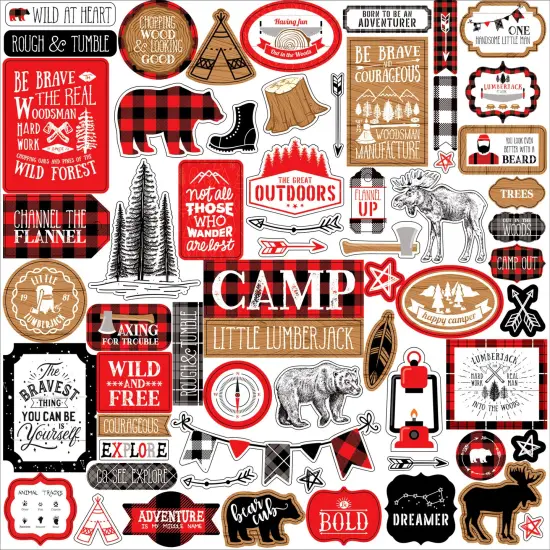 Echo Park Little Lumber Jack 12 x 12 Cardstock Element Sticker Sheet {1}