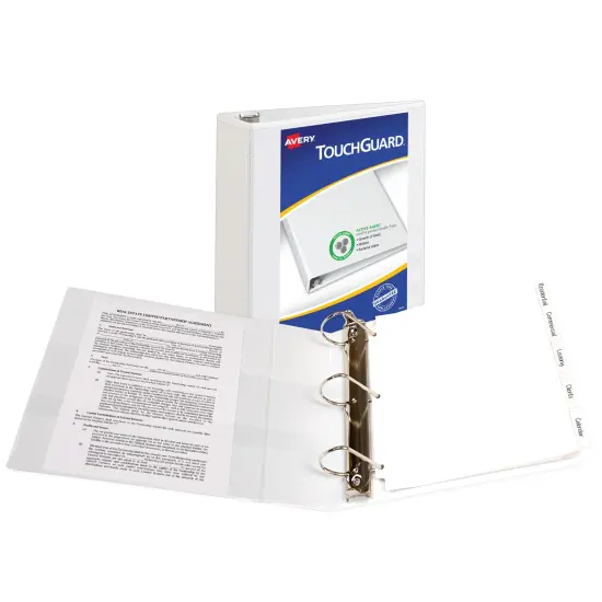 Avery TouchGuard Protection View 3 Ring Binder, Clear View Cover, 3" Slant Rings, 1 White Binder (17144) {2}