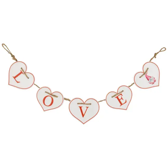 Northlight Hearts "LOVE" Valentine's Day Metal Banner - 32" - White and Red {1}
