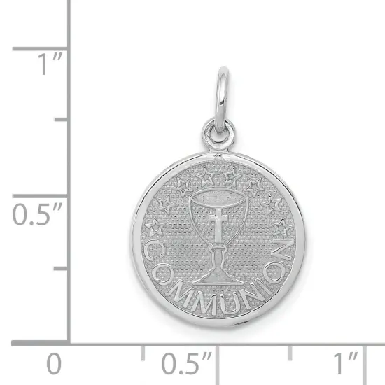 14K White Gold Communion Charm Religious Pendant Jewerly 22mm x 15mm {5}