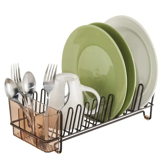 mDesign Compact Countertop, Sink Dish Drying Rack Caddy {3}