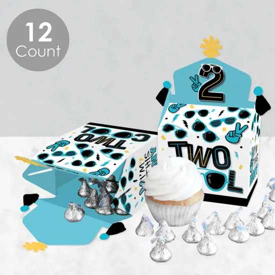 Big Dot of Happiness Two Cool - Boy - Treat Box Party Favors - Blue 2nd Birthday Party Goodie Gable Boxes - Set of 12 {4}