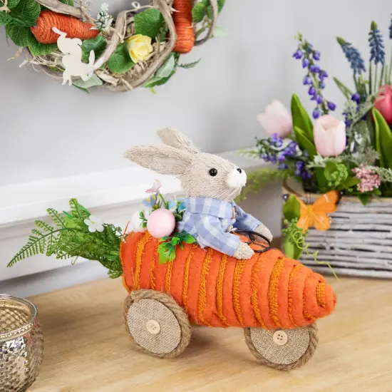 Northlight Boy Bunny with Carrot Car Easter Decoration - 13" Orange {3}