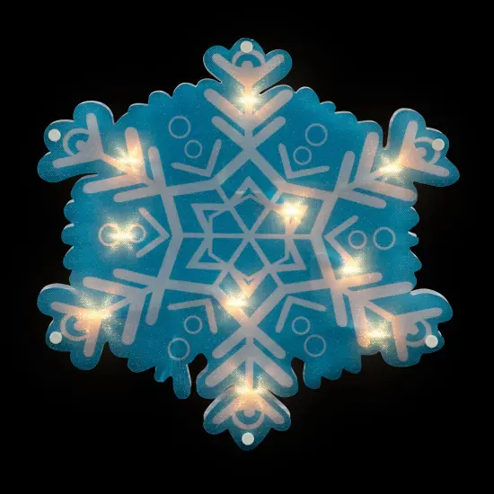 Northlight 11.75" Lighted Blue and White Snowflake Christmas Window Silhouette {1}