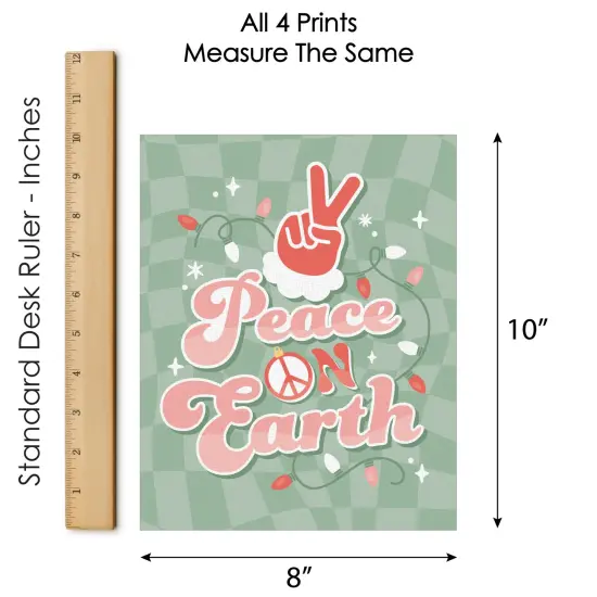 Big Dot of Happiness Groovy Christmas - Unframed Pastel Holiday Linen Paper Wall Art - Set of 4 - Artisms - 8 x 10 inches {7}