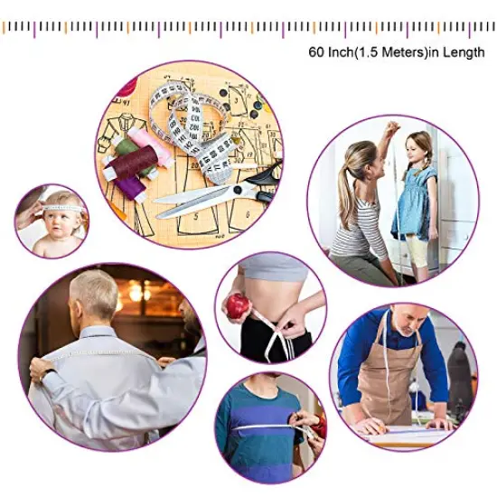 Retractable Tape Measures Fabric Measuring Tape 60 Inch Small Sewing Tape Measure for Craft, Nursing, Medical, and Travel 3 Pack (Pink, Purple, Sky Blue) {2}