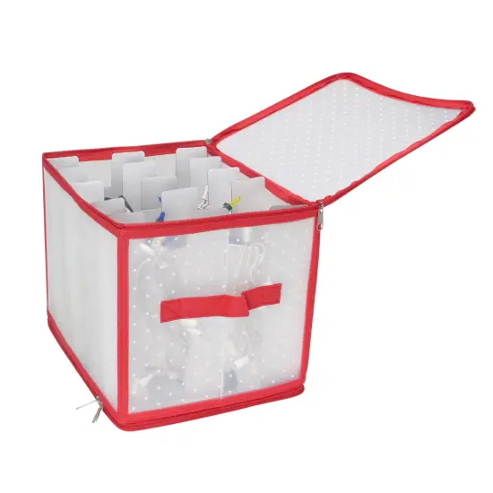 Northlight Transparent Zip Up Christmas Light Storage Box - 12.5" Red {3}