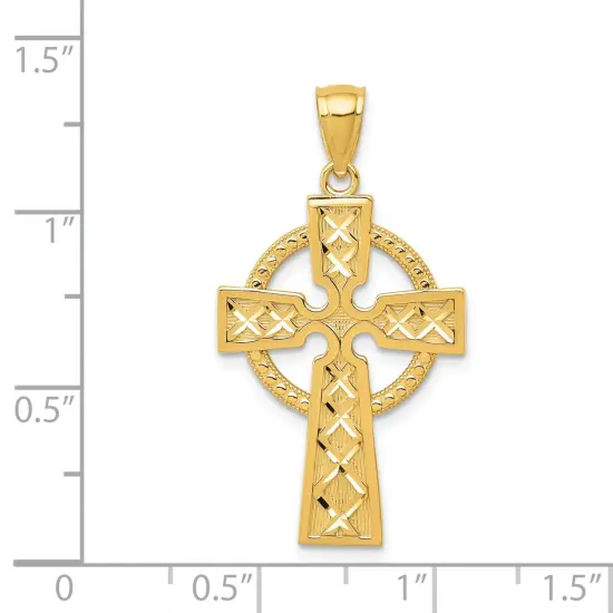 14K Gold Celtic Cross Pendant Charm Jewelry 32 x 18mm {3}