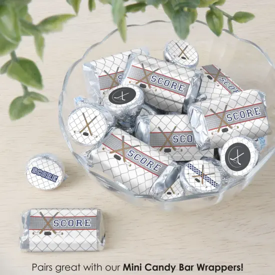 Big Dot of Happiness Shoots & Scores! - Hockey - Baby Shower or Birthday Party Small Round Candy Stickers - Party Favor Labels - 324 Count {7}