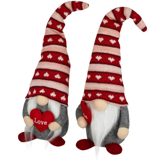 Northlight Girl and Boy "Love" Heart Valentine's Day Gnomes - 15" - Set of 2 Red {4}
