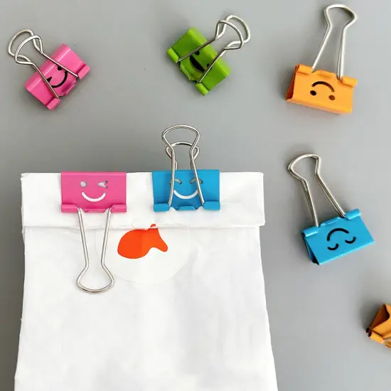 Wrapables Smiling Face Binder Clips for Office, Paper Clamps, Paper Clips Small {11}