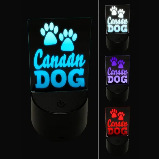 Canaan Dog Paw Prints Fun Text 3D Illusion LED Night Light Sign Nightstand Desk Lamp {1}