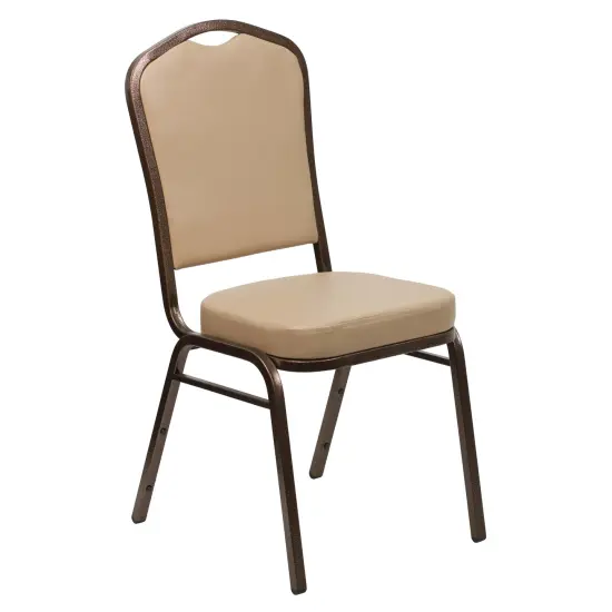 Emma and Oliver Crown Back Stacking Banquet Dining Chair TanVinyl/CopperVein {1}