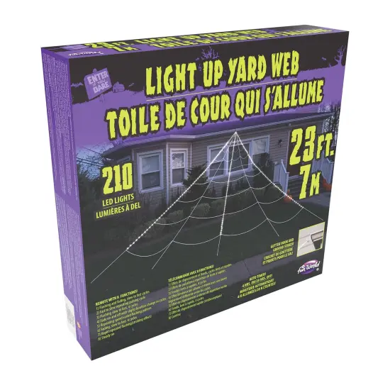 Mega 24 Foot Light-Up 210 LED Yard Web Halloween Decor {1}