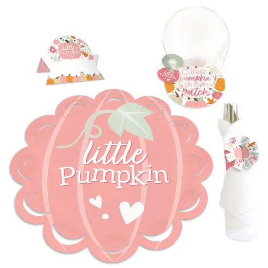 Big Dot of Happiness Girl Little Pumpkin - Fall Birthday or Baby Shower Paper Charger and Table Decorations - Chargerific Kit - Place Setting for 8 {1}