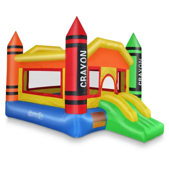 Cloud 9 Mini Crayon Bounce House with Slide, Inflatable Bouncer for Kids, without Blower {1}