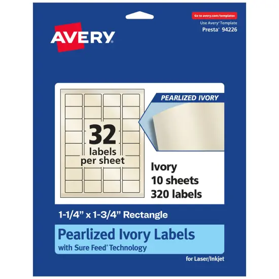Avery Pearlized Ivory Rectangle Labels with Sure Feed Technology, 1.25" x 1.75" {7}