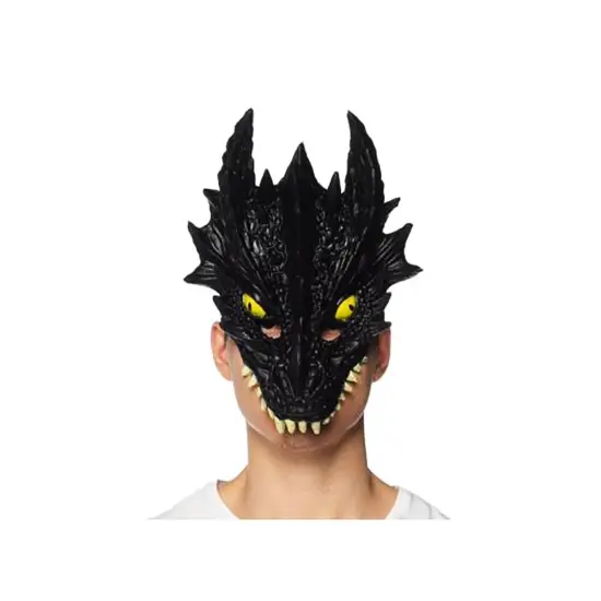 Supersoft Black Dragon Child Costume Half- Mask {1}