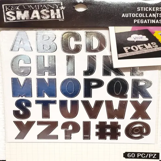 K & Company Smash Silver Metallic Alphabet Stickers {1}