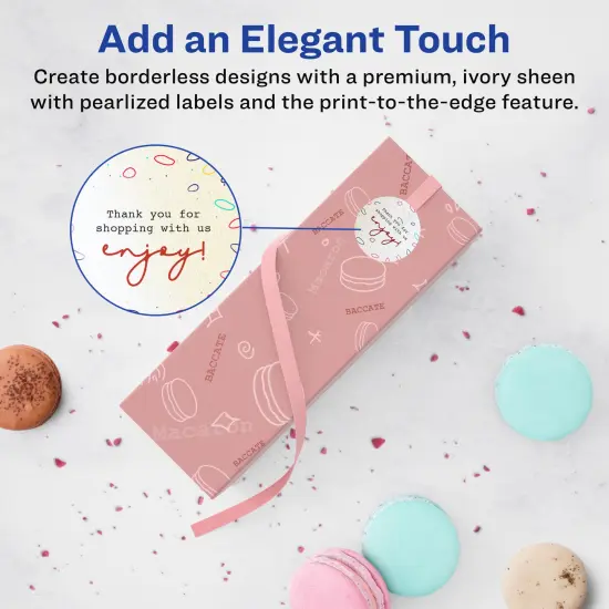 Avery Pearlized Ivory Round Labels with Sure Feed Technology, Print-to-the-Edge, 1" diameter {2}