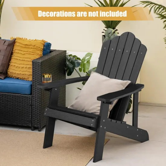 Weather Resistant HIPS Outdoor Adirondack Chair with Cup Holder Black {3}