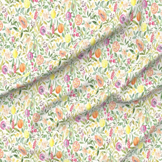 Various Fabrics by the Yard or Fat Quarter Watercolor Fruit Tropical Summer Floral Citrus Orange Avocado Papaya Lemon Peach Custom Printed Fabric by Spoonflower {6}