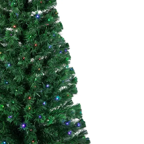 Northlight Pre-Lit Medium Fiber Optic Artificial Christmas Tree - 6' - Multicolor LED lights Green {4}
