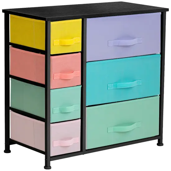 Sorbus Dresser with Drawers - Furniture Storage Tower Unit for Bedroom, Hallway, Closet, Office Organization - Steel Frame, Wood Top, Easy Pull Fabric Bins Pastel Mix {1}