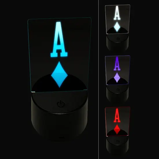 Ace of Diamonds Card Suit 3D Illusion LED Night Light Sign Nightstand Desk Lamp {1}