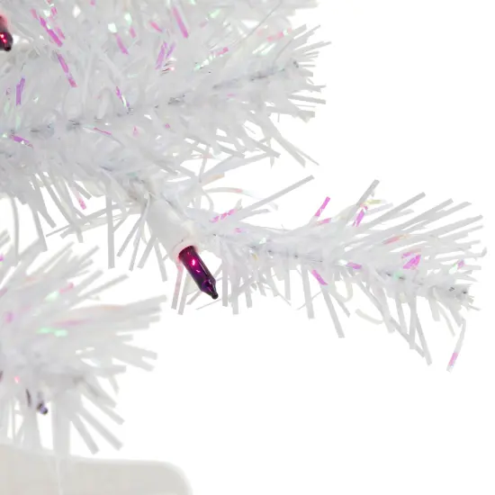 Northlight Pre-Lit Medium Rockport White Pine Artificial Christmas Tree - 2' - Purple Lights {6}