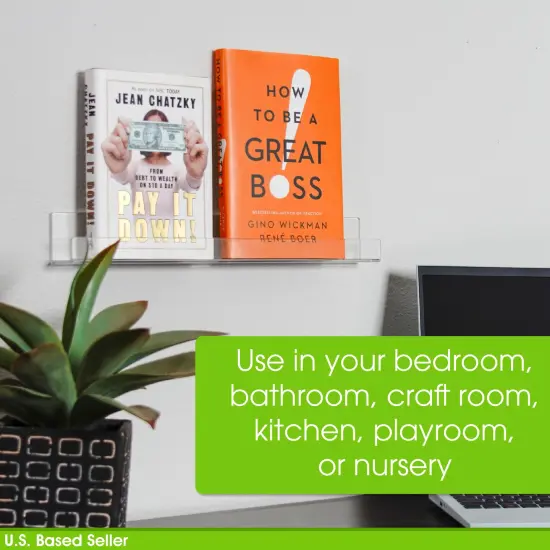 7Penn Floating Book Display Shelves - 6pk 15in Clear Acrylic Shelves for Wall {3}