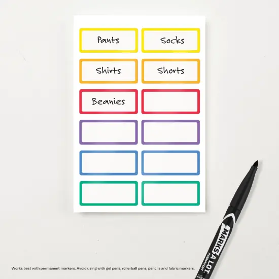 Avery No-Iron Fabric Name Labels, Rainbow Borders Preprinted Designs, Handwrite-Only, 24 Preprinted Labels (40706) {5}