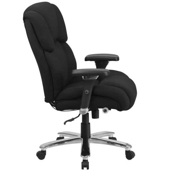 Emma and Oliver 24/7 400 lb. Big & Tall High Back Tufted Lumbar Knob Ergonomic Office Chair Black Fabric {5}