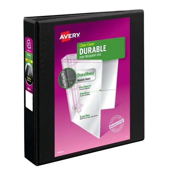 Avery Durable View 3 Ring Binder, 1-1/2 Inch EZD Rings, 1 Black Binder (09400) {1}