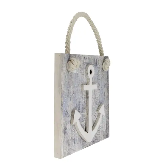 Northlight 7.25&rdquo; Blue and White Cape Cod Inspired Anchor Wall Hanging Plaque {3}