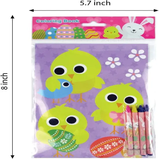 TINYMILLS Easter Coloring Books with Party Favors with 12 Books and 48 Crayons, Easter Basket Stuffer {5}