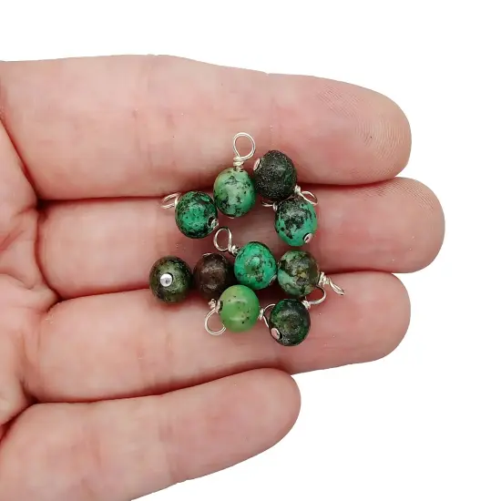 African Turquoise 6mm Bead Charms, Small Gemstone Dangles, 10 pieces, Adorabilities {2}
