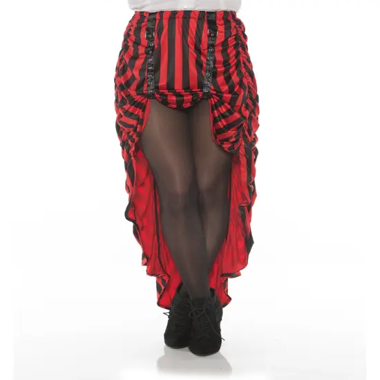 Women's Red and Black Striped Steampunk Costume Skirt {1}