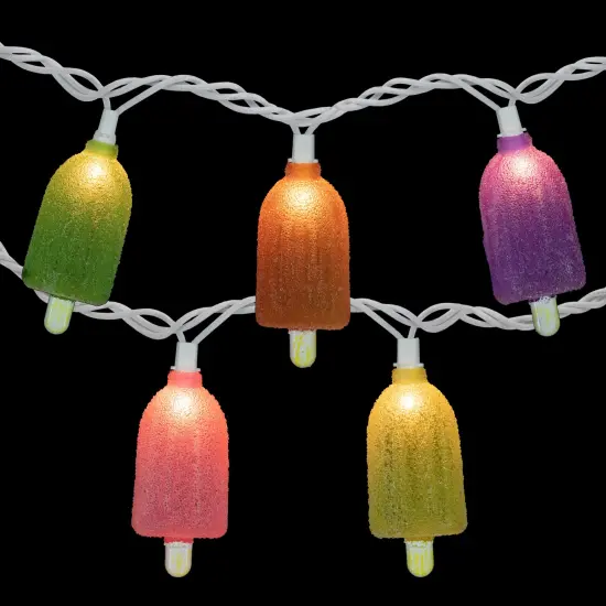 Northlight Sugared Ice Pop Indoor Outdoor Patio String Light Set - 7.25' White Wire - 10ct Multi {4}