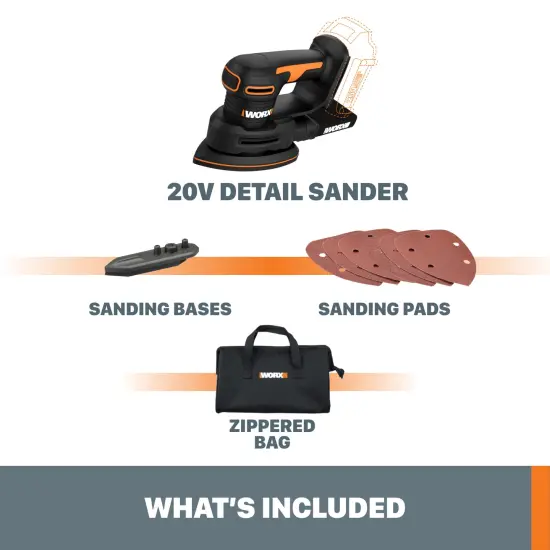 Worx WX822L.9 20V Power Share Cordless Detail Sander (Tool Only) {6}