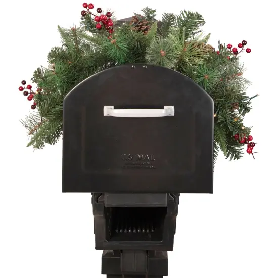 Northlight 36" Pre-lit Decorated Pine Cone and Berries Artificial Christmas Mailbox Swag Green {4}