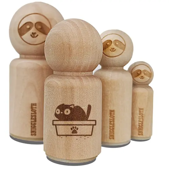 Cat Pooping Litter Box Funny Rubber Stamp for Stamping Crafting Planners {2}
