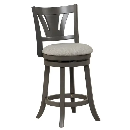 Costway 26.5'' Swivel Bar Stool Counter Height with Curved Backrest & Rubber Wood Legs {1}